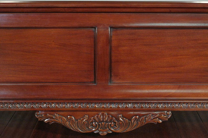 Mahogany Distressed Bed w/ Carved Accents