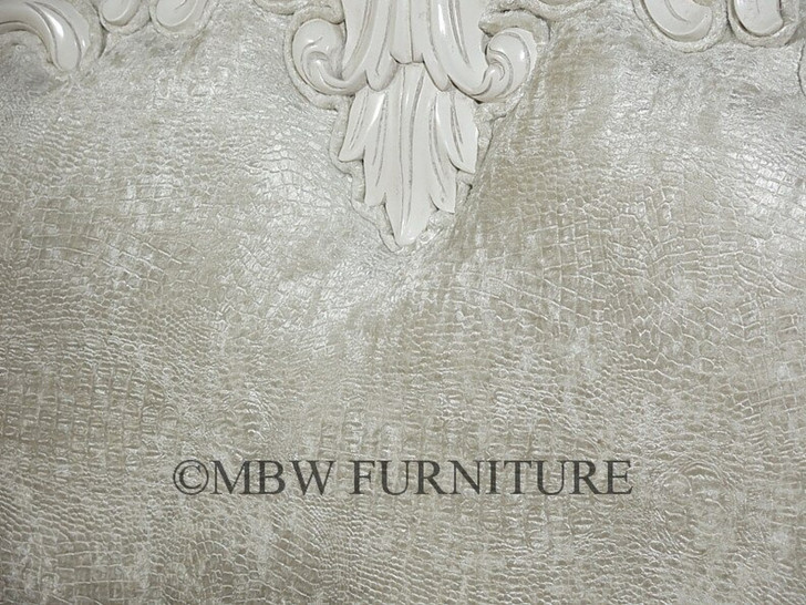 Antiqued White Carved Four Post Canopy Bed
