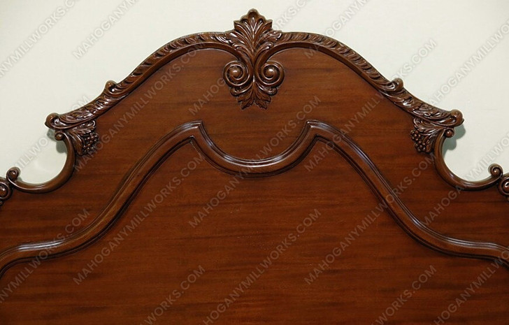 Solid Mahogany Hand Carved E. King Panel Bed w/ Scrolls