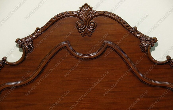 Solid Mahogany Hand Carved E. King Panel Bed w/ Scrolls