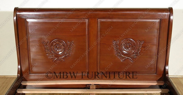 Carved Sleigh Style Panel Bed