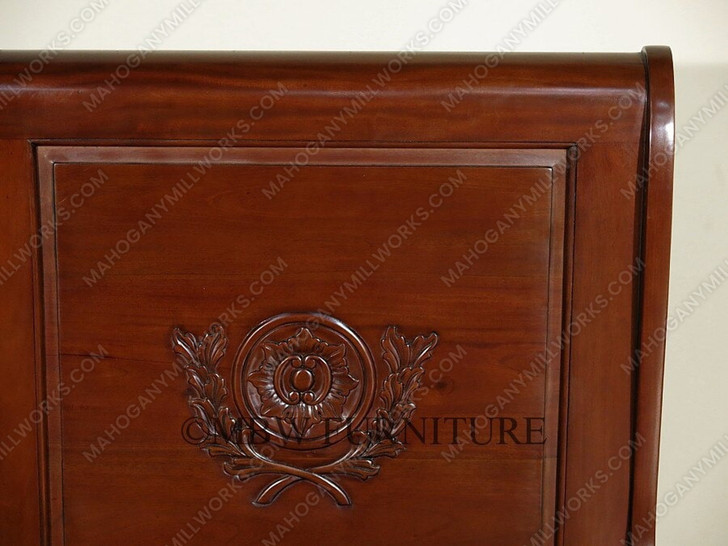 Carved Sleigh Style Panel Bed