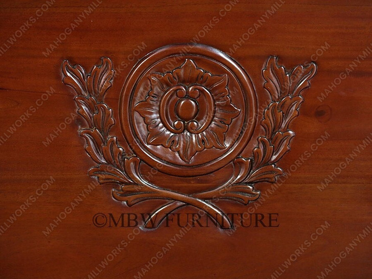 Carved Sleigh Style Panel Bed