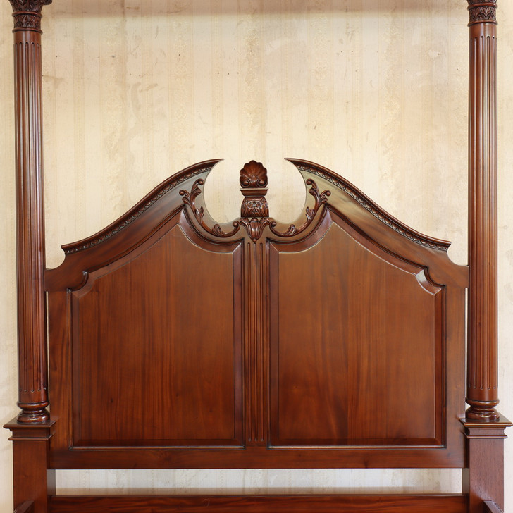 Walnut Roman Four Post Canopy Bed (Queen)