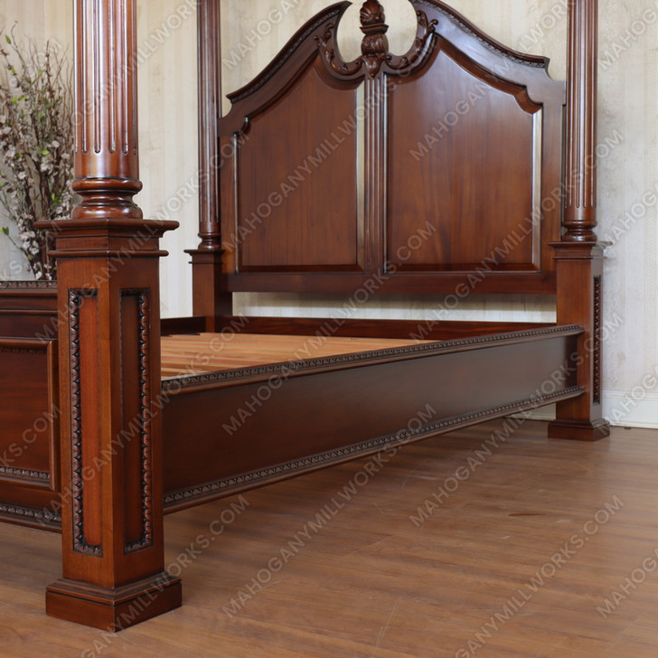 Walnut Roman Four Post Canopy Bed (Queen)