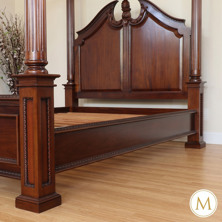 Solid Mahogany Roman Four Poster Canopy Bed (Queen)