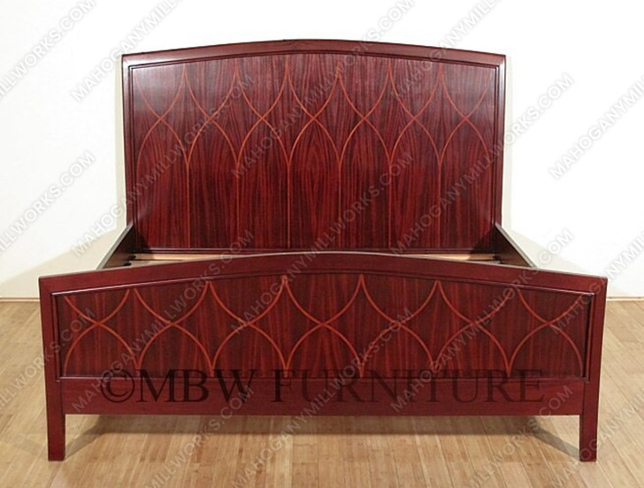 Solid Mahogany Rosewood Inlaid King Panel Bed