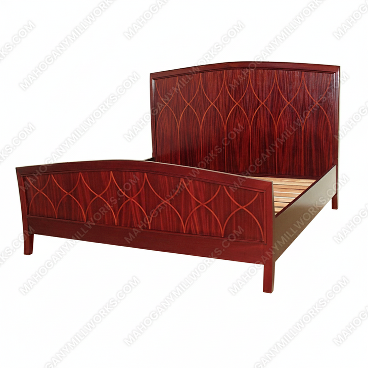 Solid Mahogany Rosewood Inlaid King Panel Bed