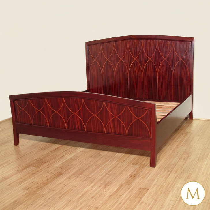 Mahogany Rosewood Inlaid King Panel Bed