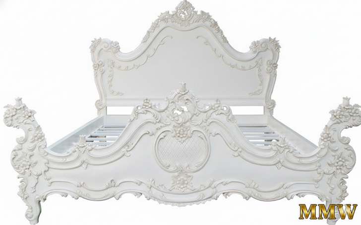 French Rococo Palace Hand-Carved Bed