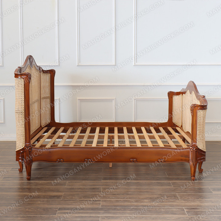 Pecan Cane Rattan Country Farmhouse Bed