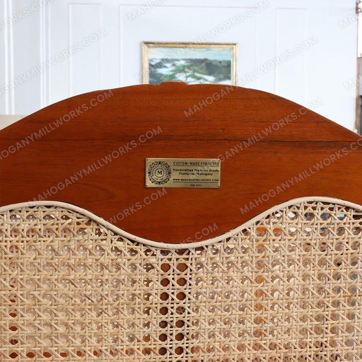 Pecan Cane Rattan Country Farmhouse Bed