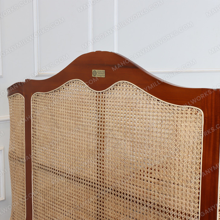 Pecan Cane Rattan Country Farmhouse Bed