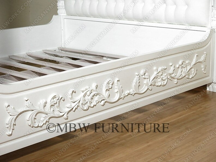 Solid Mahogany White Finish Ca King Canopy Poster Bed