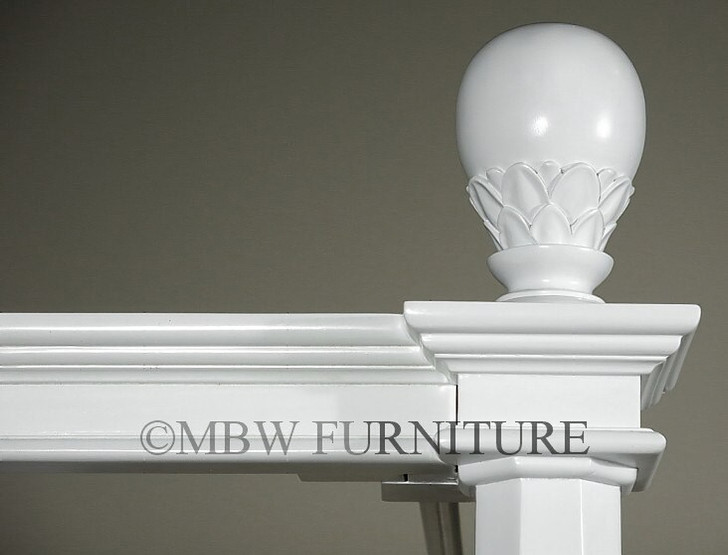 White Carved Four Poster Canopy Bed