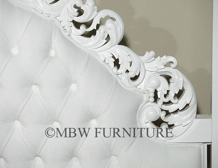 White Carved Four Poster Canopy Bed