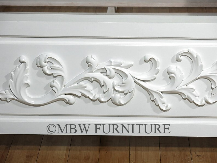 White Carved Four Poster Canopy Bed