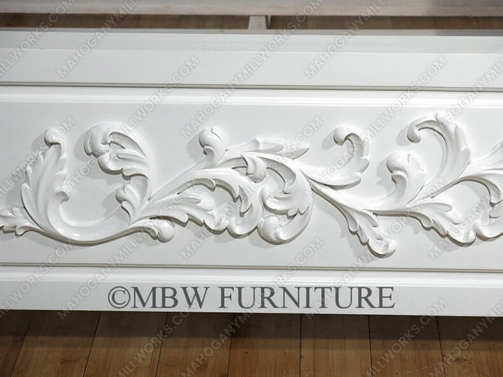 White Carved Four Poster Canopy Bed
