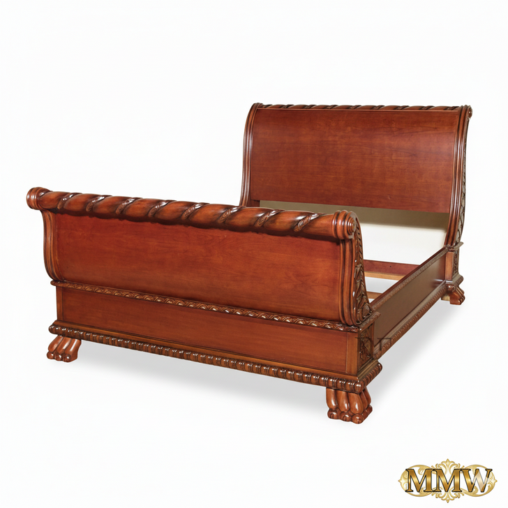 French Carved Sleigh Bed