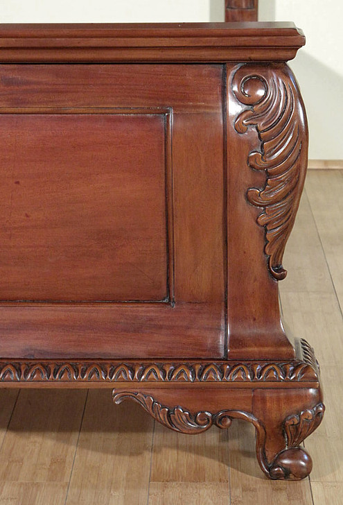 Walnut Baroque Platform Queen Bed