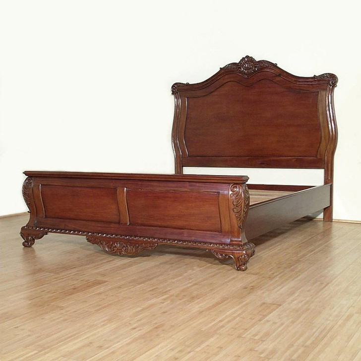 Mahogany Distressed Louis Philippe Manor Sleigh Bed