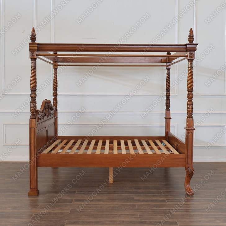 Walnut Queen Anne Four Post Canopy Bed