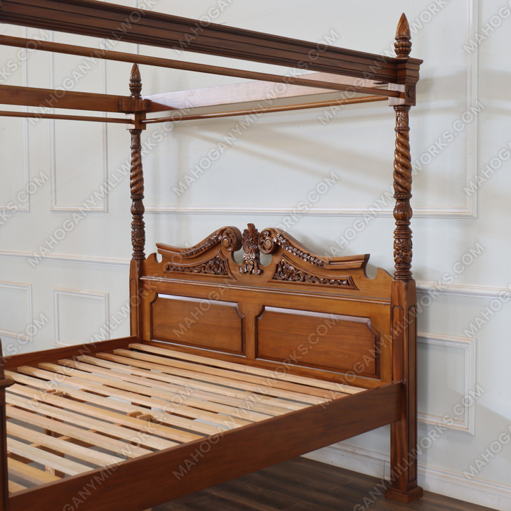 Walnut Queen Anne Four Post Canopy Bed