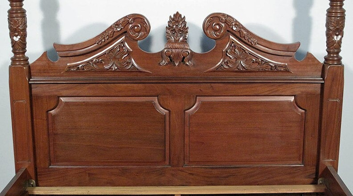 Walnut Queen Anne Four Post Canopy Bed