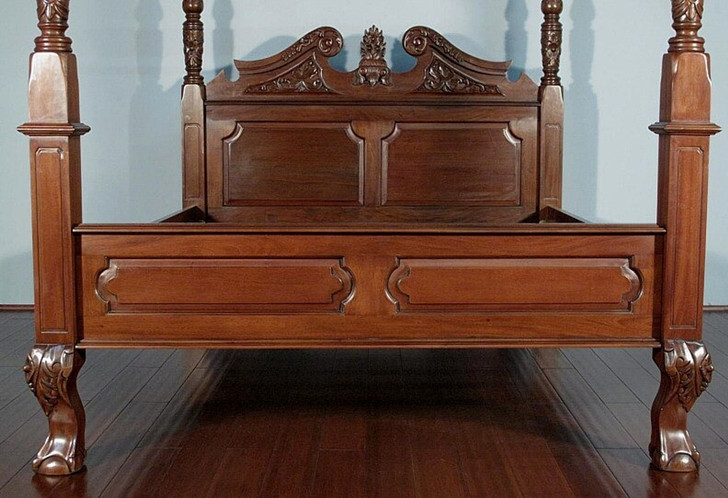 Walnut Queen Anne Four Post Canopy Bed