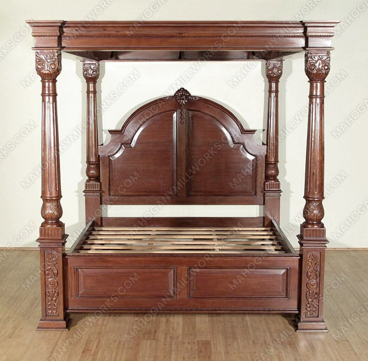 Solid Mahogany Roman Four Post Canopy Bed