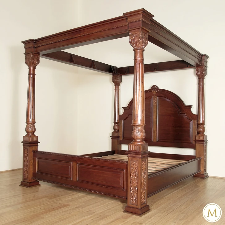 Solid Mahogany Roman Four Post Canopy Bed