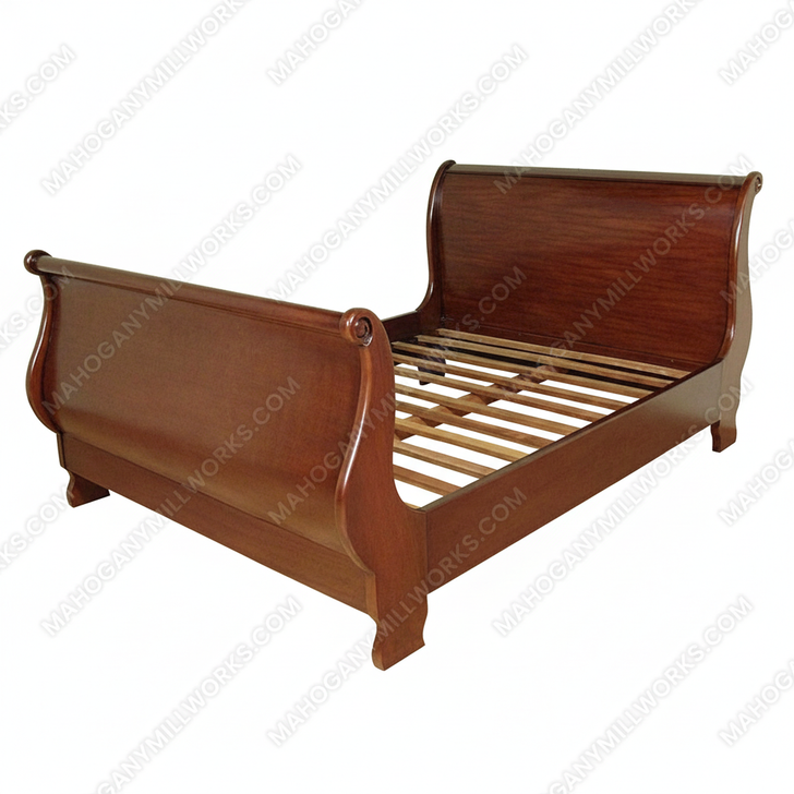 Walnut Victorian Queen Sleigh Bed