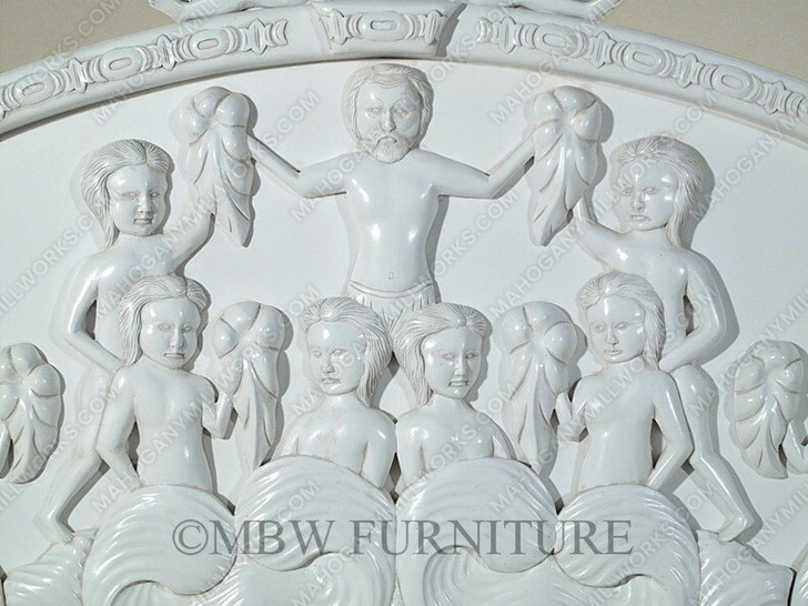 White Neoclassical Empire Revival Hand-Carved Bed