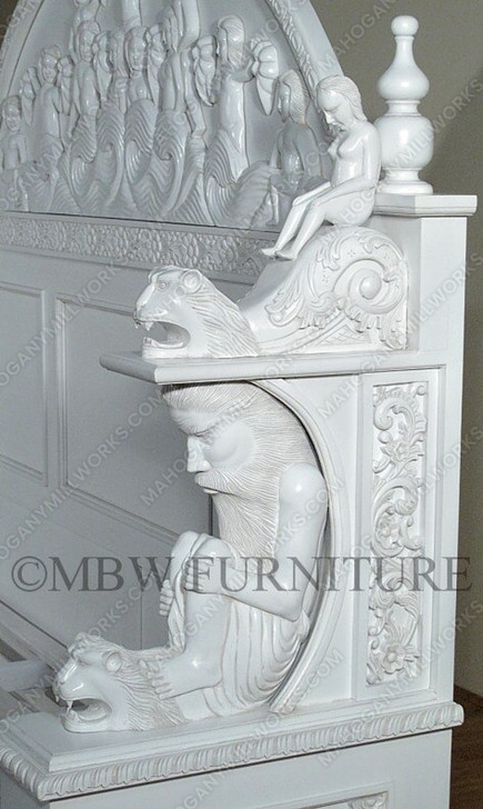 White Gothic Ornate Heavily Carved Bed