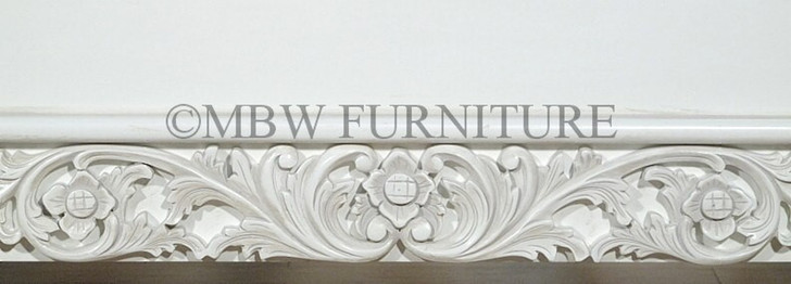 White Neoclassical Empire Revival Hand-Carved Bed
