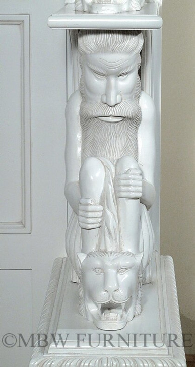 White Neoclassical Empire Revival Hand-Carved Bed