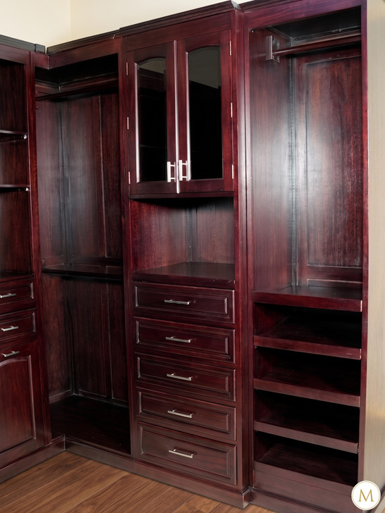10.5ft Dark Mahogany/Cherry Walk In Closet System
