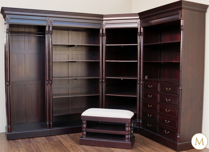 7.5ft Dark Mahogany/Cherry Walk-In Closet System