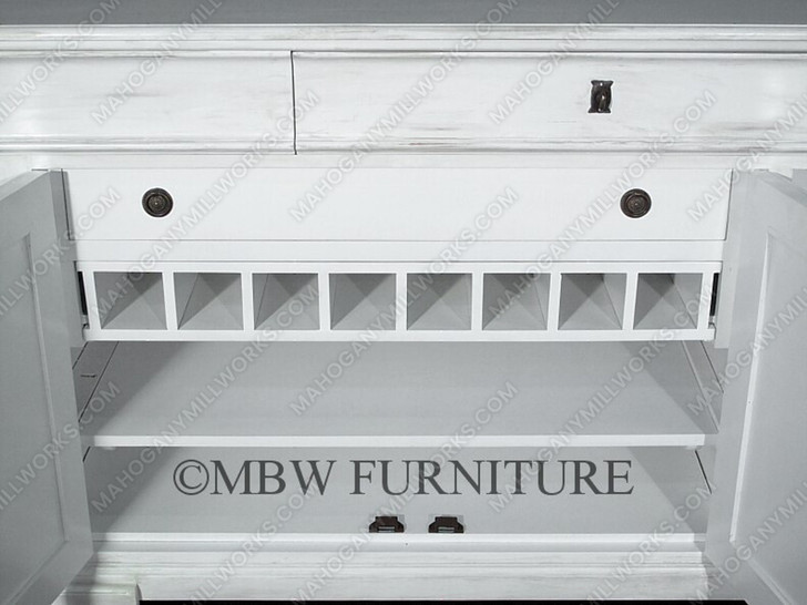 6ft Distressed White Buffet Sideboard Server