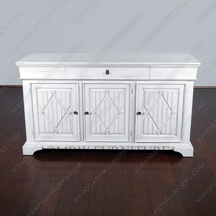 6ft Distressed White Buffet Sideboard Server
