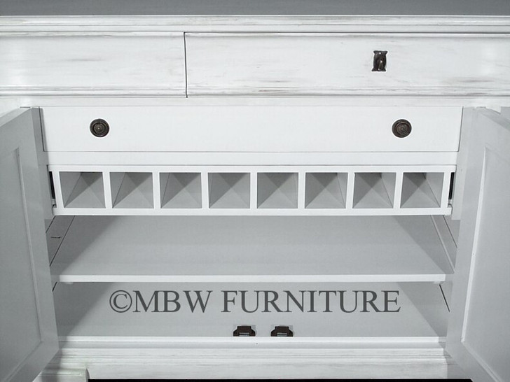 6ft Distressed White Buffet Sideboard Server