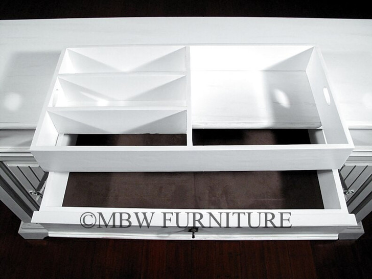 6ft Distressed White Buffet Sideboard Server