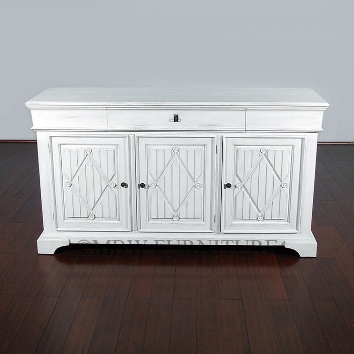 6ft Distressed White Buffet Sideboard Server