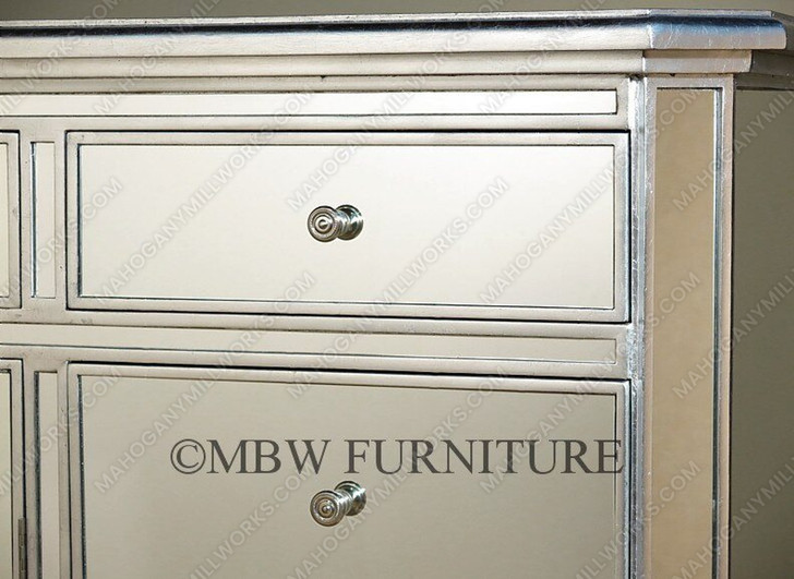 Silver Leaf Mirrored 15-Drawer Chest Dresser