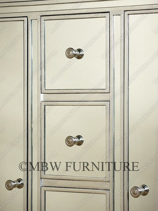 Silver Leaf Mirrored 15-Drawer Dresser