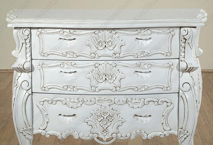 Antiqued White French Rococo Chest Dresser