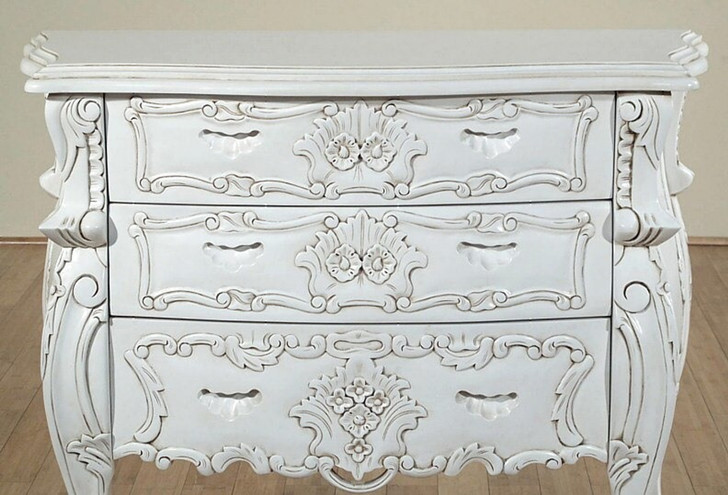 Antiqued White French Rococo Chest Dresser