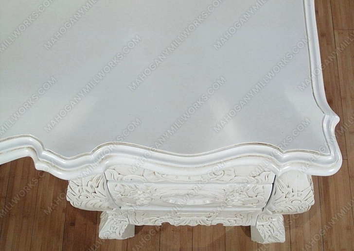 Antiqued White French Rococo Vanity Mirror Dresser