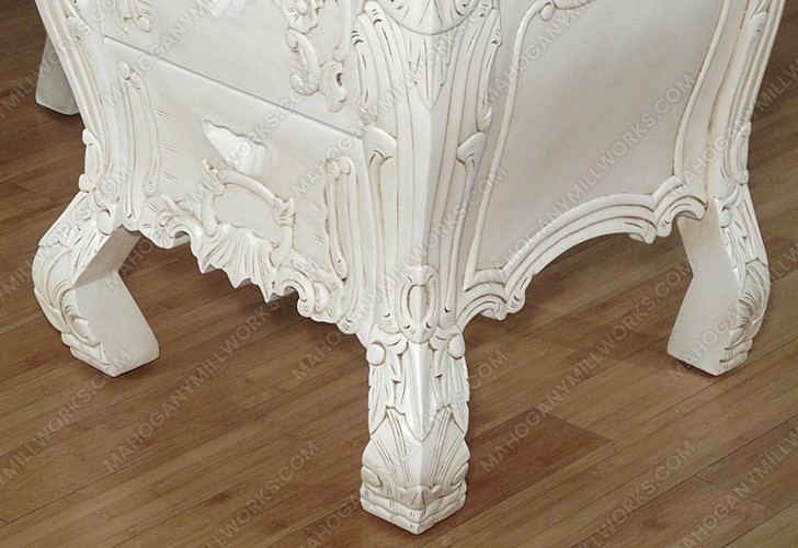 Antiqued White French Rococo Vanity Mirror Dresser