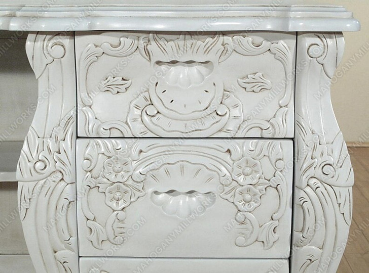 Antiqued White French Rococo Vanity Mirror Dresser